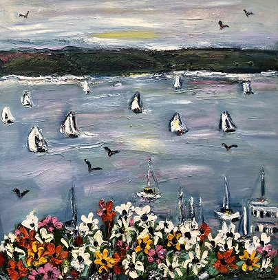 Yachts and Daisies 76cm x 76cm